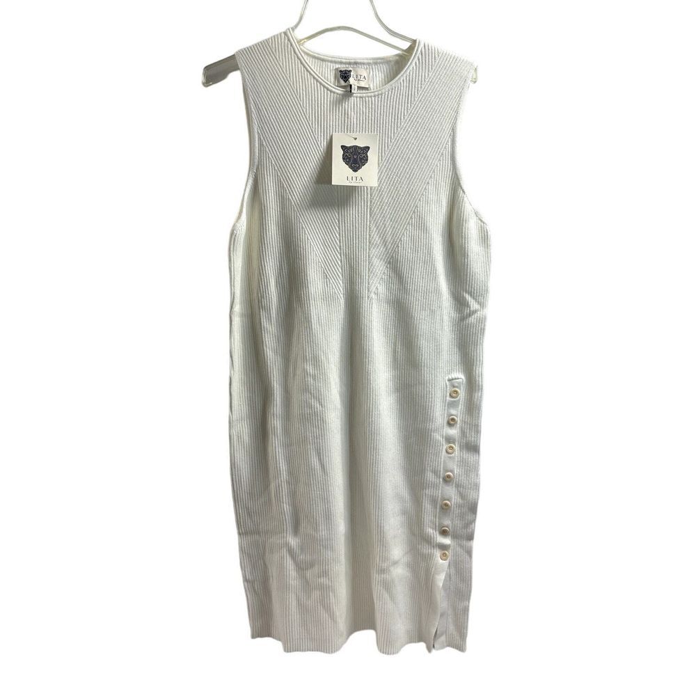 Lita By Ciara NWT‎ Cable Knit Dress in Milk Size Medium MSRP $268